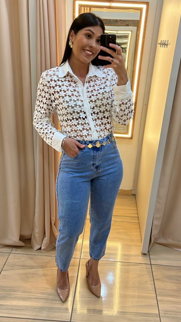 Blusa Manga Longa Rendada